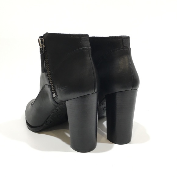 UGG Dolores Heeled Ankle Boots -Black Leather -US 11 -NEW - Picture 2 of 9